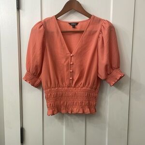 Express Coral Button-Down Top